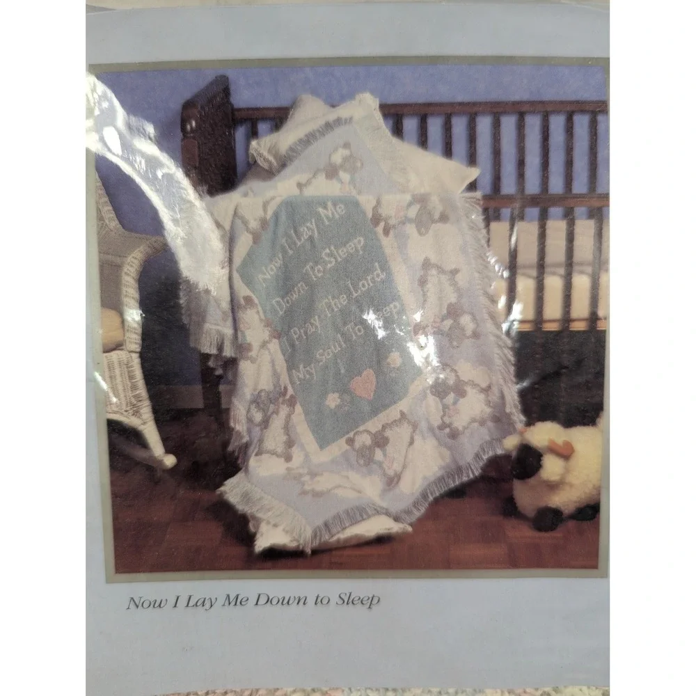 Vintage Bright Future Baby Woven Jacquard Throw Now I Lay Me Down To Sleep 36x48